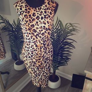Sexy animal print midi dress